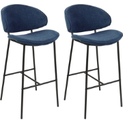 KIANA - Barkruk set van 2 - Marineblauw - Polyester