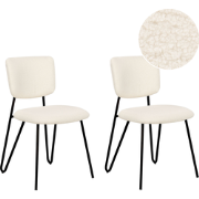 ELKO - Eetkamerstoel set van 2 - Gebroken wit - Bouclé