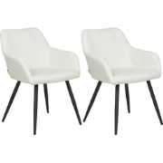 CASMALIA - Eetkamerstoel set van 2 - Gebroken wit - Fluweel