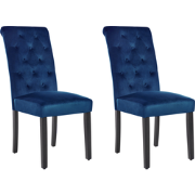 VELVA - Eetkamerstoel set van 2 - Donkerblauw - Fluweel