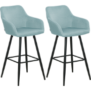 CASMALIA - Barkruk set van 2 - Lichtblauw - Fluweel