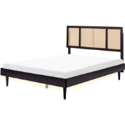 AURAY - Tweepersoonsbed LED - Zwart - 160 x 200 cm - Rubberhout