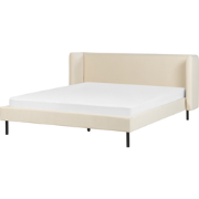 ARETTE  - Tweepersoonsbed - Lichtbeige - 160 x 200 cm - Fluweel