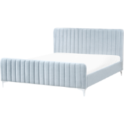LUNAN - Tweepersoonsbed - Lichtblauw - 160 x 200 cm - Fluweel