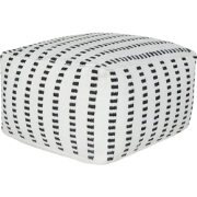 GAJAN - Buitenpoef - Zwart/Wit - 50 x 50 x 30 cm - Synthetisch