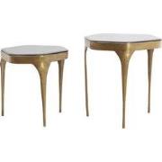 Light&living Bijzettafel S/2 max 50x45,5x50 cm AVI glas smoke+antiek b...