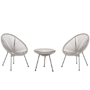 ACAPULCO II - Bistroset voor 2 - Lichtgrijs - PE rotan