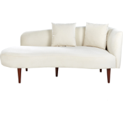 CHAUMONT - Chaise longue - Off-white - Rechtszijdig - Fluweel