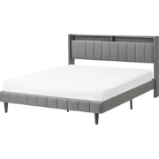 BEAULIEU - Tweepersoonsbed met opbergruimte - Donkergrijs - 160 x 200 ...