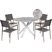 MALETTO/GROSSETO - Tuinset 4-zits - Grijs/Wit - Aluminium/Polyester
