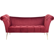 NANTILLY - Chaise longue - Donkerrood - Fluweel