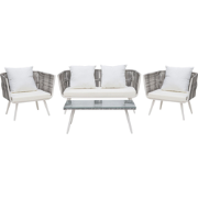 RAGUSA - Loungeset voor 4 - Gebroken wit - PE rotan