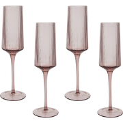 AMETHYST - Champagneglas set van 4 - Pastelroze - Glas