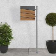 Staande brievenbus met krantenvak 37x36,5x11 cm antraciet/houtlook gem...