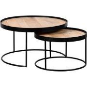 QUVIO Salontafel Sara – Set van 2 – FSC® mangohout – Metaal