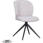 LABEL51 Eetkamerstoel Kimo - Naturel - Boucle - Zwart Metalen Frame