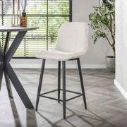 Set van 2 Barkrukken Ribstof Crème Koda - Zithoogte 67 cm - Zonder Arm...