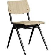 LABEL51 Eetkamerstoel Solid - Naturel - Hout - Zwart Metalen Frame