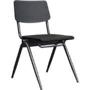 LABEL51 Eetkamerstoel Solid - Zwart - Hout - Zwart Metalen Frame