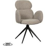 LABEL51 Eetkamerstoel Vidar - Naturel - Royal Boucle - Zwart Metalen F...