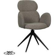 LABEL51 Eetkamerstoel Vidar - Truffel grijs - Boucle - Black Frame