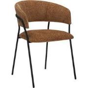 LABEL51 Eetkamerstoel Luuk - Cognac - Elite - Zwart Metalen Frame