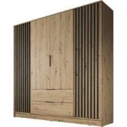 Meubella - Kledingkast Nairobi - Eiken - Zwart - 206 cm