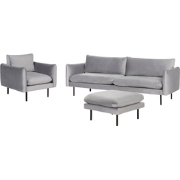 VINTERBRO - Bankenset met ottomaan - Grijs - Fluweel