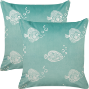 SOLIDAGO - Sierkussen set van 2 - Blauwgroen - 45 x 45 cm - Polyester