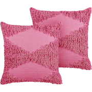 RHOEO  - Sierkussen set van 2 - Roze - 45 x 45 cm - Katoen