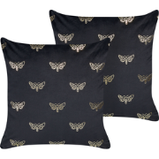 YUZURI - Sierkussen set van 2 - Zwart - 45 x 45 cm - Fluweel