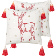 VALLOTA - Sierkussen set van 2 - Gebroken wit - Katoen