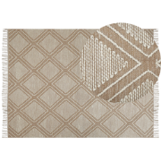KACEM - Laagpolig vloerkleed - Beige - 160 x 230 cm - Katoen