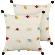 FUSSEL - Sierkussen set van 2 - Lichtbeige - Katoen