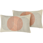 GERBERA  - Sierkussen set van 2 - Beige - 30 x 50 cm - Polyester