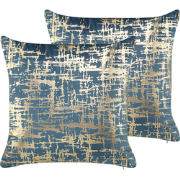 GARDENIA  - Sierkussen set van 2 - Blauw - 45 x 45 cm - Fluweel
