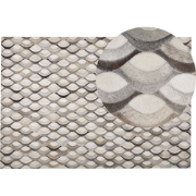 KIRCA - Patchwork vloerkleed - Bruin - 140 x 200 cm - Koeienhuid leer