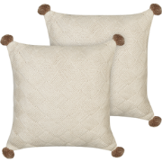 OBERONIA - Sierkussen set van 2 - Beige - 45 x 45 cm - Katoen