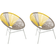ACAPULCO  - Tuinstoel set van 2 - Beige/Geel - PE rotan