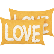 LOVE - Sierkussen set van 2 - Geel - Katoen