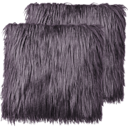 COROKIA - Sierkussen set van 2 - Donkergrijs - Kunstbont