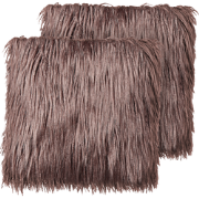 COROKIA - Sierkussen set van 2 - Bruin - Kunstbont