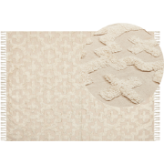 ITANAGAR - Laagpolig vloerkleed - Lichtbeige - 140 x 200 cm - Katoen
