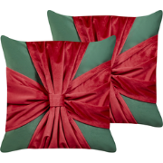 MARSHMALLOW - Sierkussen set 2 - Groen/Rood - 45 x 45 cm - Fluweel
