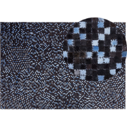 IKISU - Patchwork vloerkleed - Bruin/Blauw - 160 x 230 cm - Koeienhuid