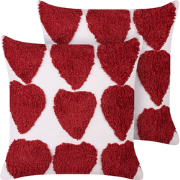 MINGORA - Sierkussen set van 2 - Rood/Wit - 45 x 45 cm - Katoen