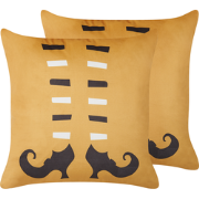 COVASNA  - Sierkussen set van 2 - Oranje - 45 x 45 cm - Fluweel