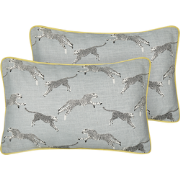 ARALES - Sierkussen set van 2 - Lichtgrijs - 30 x 50 cm - Katoen