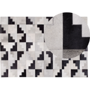 EFIRLI - Patchwork vloerkleed - Grijs - 140 x 200 cm - Koeienhuid leer