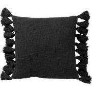 RUBY - Sierkussen 45x45 cm - 100% katoen - met flosjes - Raven - zwart